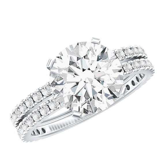 Rosec Jewels Moissanite Wedding Engagement Ring Set - 3 Carat Engagement Ring with Enhancer - D-VS1 Grade, 925 Sterling Silver, US 4.00