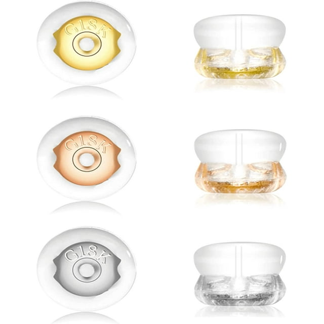 12Pcs Earring Backs,18K Gold Silicone Earring Backs for Studs /Droopy