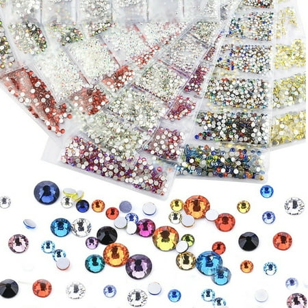 

TureClos 1728 Pieces Nail Flat Back Gems Rhinestones 6 Sizes (1.6-3.0 MM) Round Crystal Rhinestones with Pick up Tweezer and Rhinestones Picking Pen for Crafts Nail Clothes Shoes Bags DIY Art