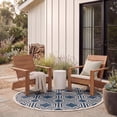 thumbnail image 3 of Safavieh Courtyard Brooklyn Geometric Indoor/Outdoor Area Rug, Navy/Beige, 5'3" x 5'3" Round, 3 of 9