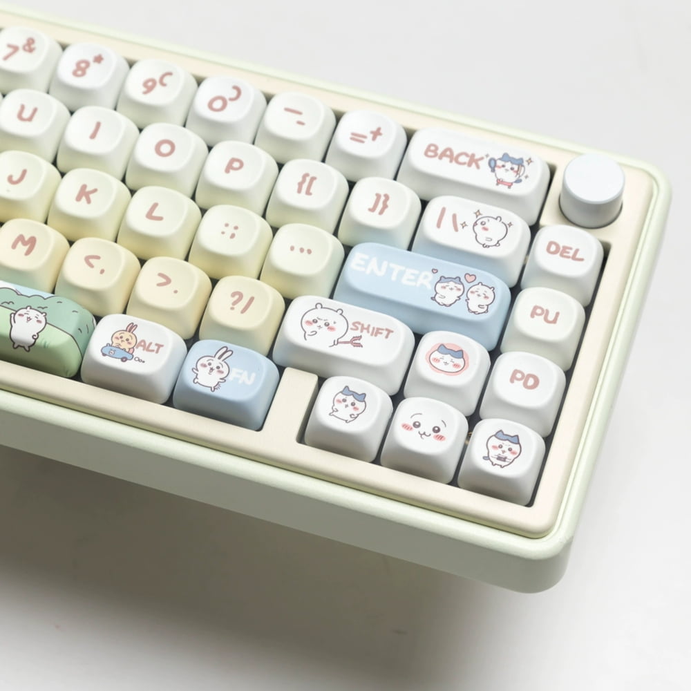 New Cute Rabbit Usagi Chiikawa Theme Keyboard Replacement Keycaps, White Hachiware Full-size 145-Key Standard Keycaps, Mechanical Keyboard Decorative Accessories