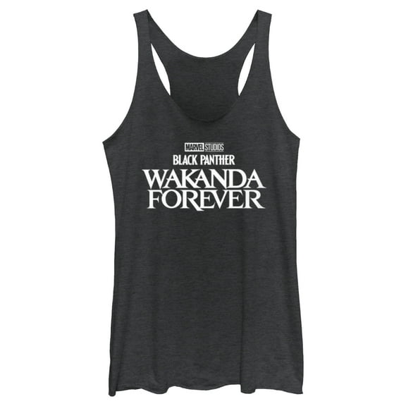 Women's Black Panther: Wakanda Forever Black and White Movie Logo  Racerback Tank Top