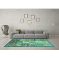 thumbnail image 3 of Ahgly Company Machine Washable Indoor Rectangle Abstract Turquoise Blue Modern Area Rugs, 4' x 6', 3 of 4