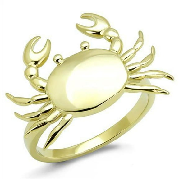 Luxe Jewelry Designs Women's Ion Plated Gold Stainless Steel Crab Shaped Ring - Size 7 (Pack of 2)