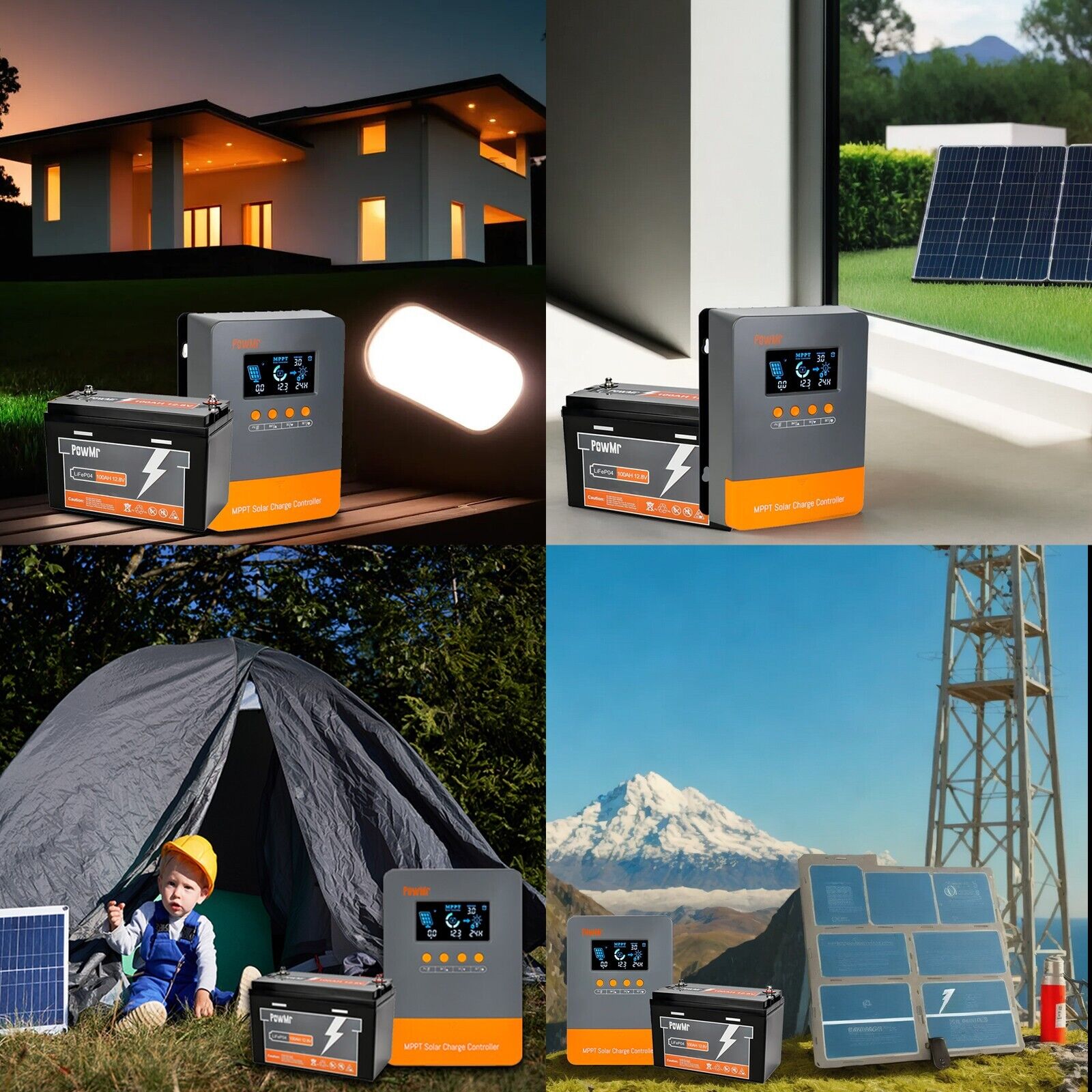 PowMr 60A MPPT Solar Charge Controller 12V 24V 36V 48V PV 160V Battery Regulator