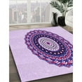 thumbnail image 3 of Ahgly Company Machine Washable Indoor Rectangle Transitional Purple Flower Purple Area Rugs, 2' x 4', 3 of 7