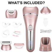 Hatteker 3-in-1 Electric Shaver for Face, Chin, Arms, Legs, and Underarms Portable Pain-Free Cordless Bikini Electric Shaver IPX7