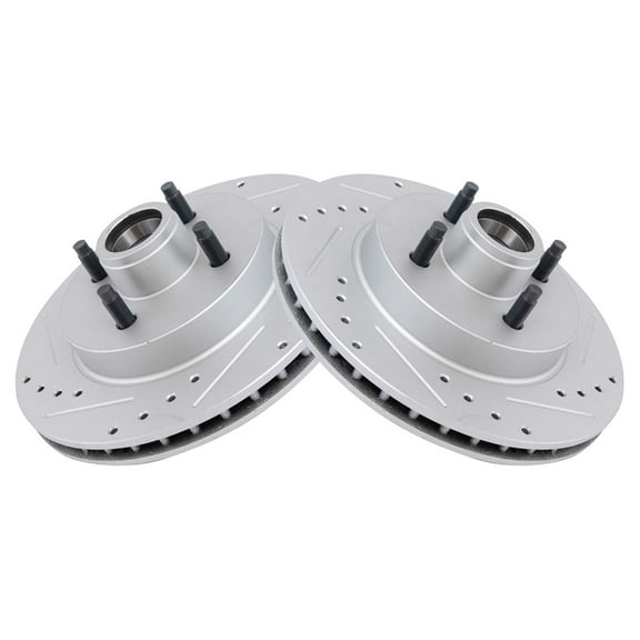 TRQ Front Performance Brake Rotors Set Vented Premium G-Coated Cross Drilled & Slotted Fits Select 1987-1993 Ford Mustang