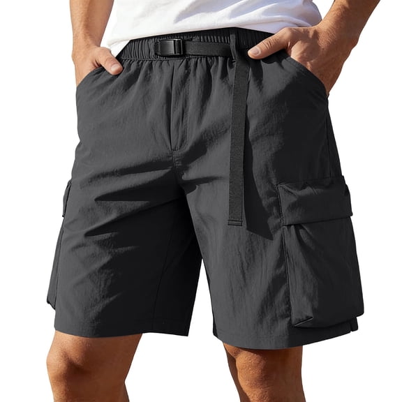 Enjoytime Hiking Cargo Shorts for Men Elastic Waist Lightweight Outdoor Athletic Work Shorts with Multi Pockets