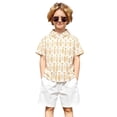 thumbnail image 6 of Boys Graphic Tees Cartoon Print Lapel Short Sleeve Buttoned Breathable Shirt Tee for Seaside Wear Boys' Tops Tees Shirts Yellow 18 Months-24 Months, 6 of 9