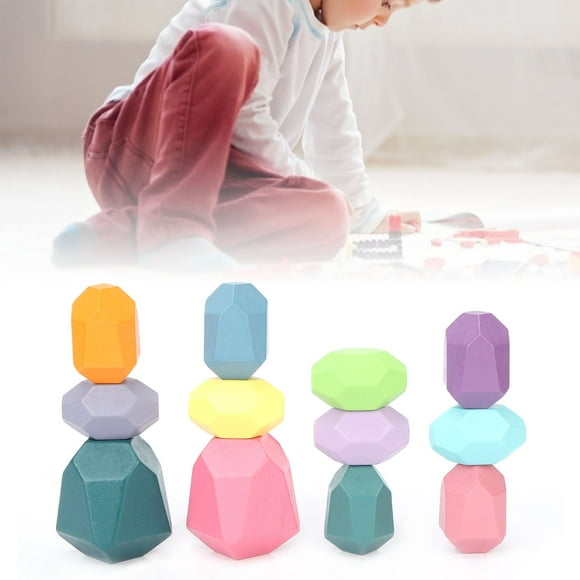 Wooden Rock Balancing Blocks, Hands On Skills Imagination Cultivation Wooden Stone Balancing Blocks for Children for Home