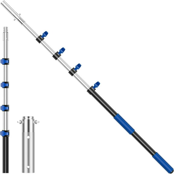 Pool Pole Telescopic 16FT Heavy Duty Upgraded Aluminum, 16Ft Extension/Extendable Telescoping Tool for Above Ground/Inground Swimming Cleaning Supplies Accessories, Leaf Skimmer/Brush/Net/Vacuum/Mesh