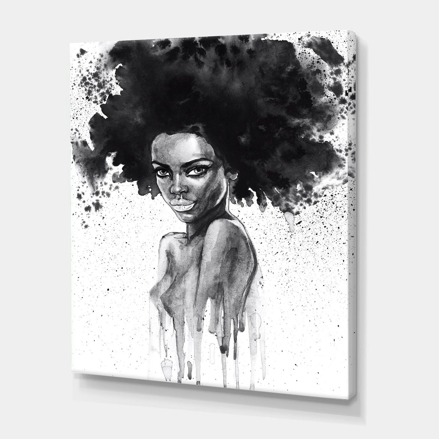 Designart Monochrome Portrait of African American Woman III Canvas Wall Art