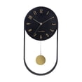 thumbnail image 1 of Reloj de pared minimalista con péndulo que no hace tictac, funciona con pilas. Negro, 1 of 9