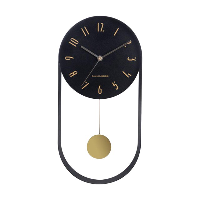 Reloj de pared minimalista con péndulo que no hace tictac, funciona con pilas. Negro