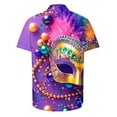 thumbnail image 5 of BiZtdJrK Mardi Gras Shirt for Men, Fashion Mask Print Button Up Cuban Shirts Casual Lapel Tropical Shirt Big and Tall Vacation Beach Tops Multicolor M, 5 of 6
