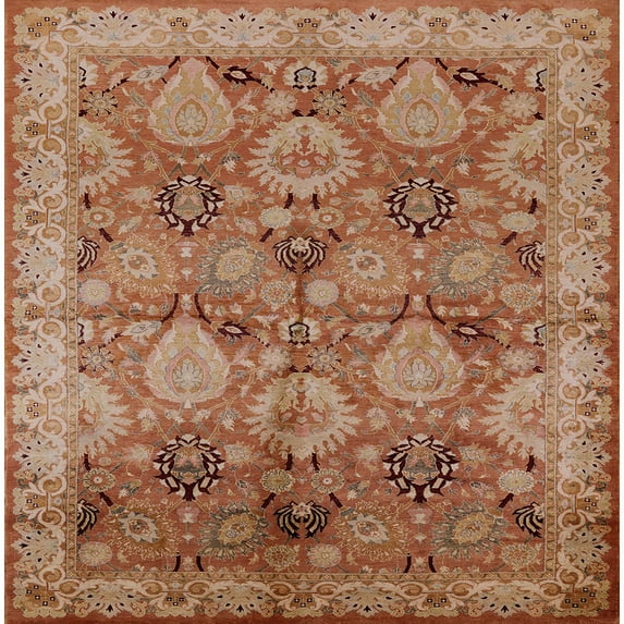 Ahgly Company Indoor Square Mid-Century Modern Mahogany Brown Oriental Area Rugs, 4' Square