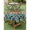 thumbnail image 5 of Light Blue Dog Paws Outdoor Tablecloth with Umbrella Hole, Farmhouse Vintage Modern Blue Brown Wood Waterproof Outdoor Table Cover, Patio Tablecloths for Party/Garden/Picnic, Round 54 inch, 5 of 9