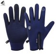thumbnail image 3 of PULLIMORE Men Women Winter Touch Screen Ski Gloves Windproof Waterproof Anti-slip Warm Glove for Running Cycling Driving (L, Navy Blue), 3 of 9
