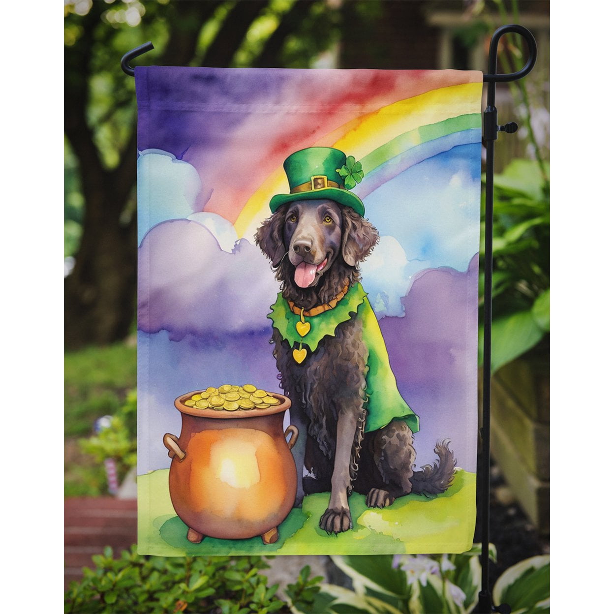 Curly-Coated Retriever St Patrick's Day Garden Flag 11.25 in x 15.5 in