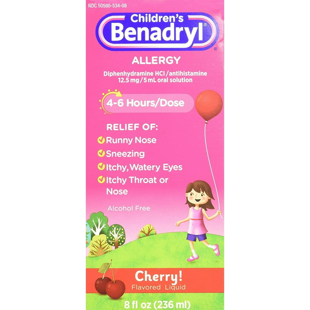 Children's Benadryl Allergy, Cherry Flavored Liquid 8 fl oz (Pack of 2)