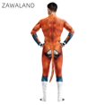 thumbnail image 5 of Trajes de Halloween de Zawaland Zentai con cola de animal Husky zorro lobo estampado Catsuit disfraces traje de cobertura completa Cosplay Petsuit, 5 of 5