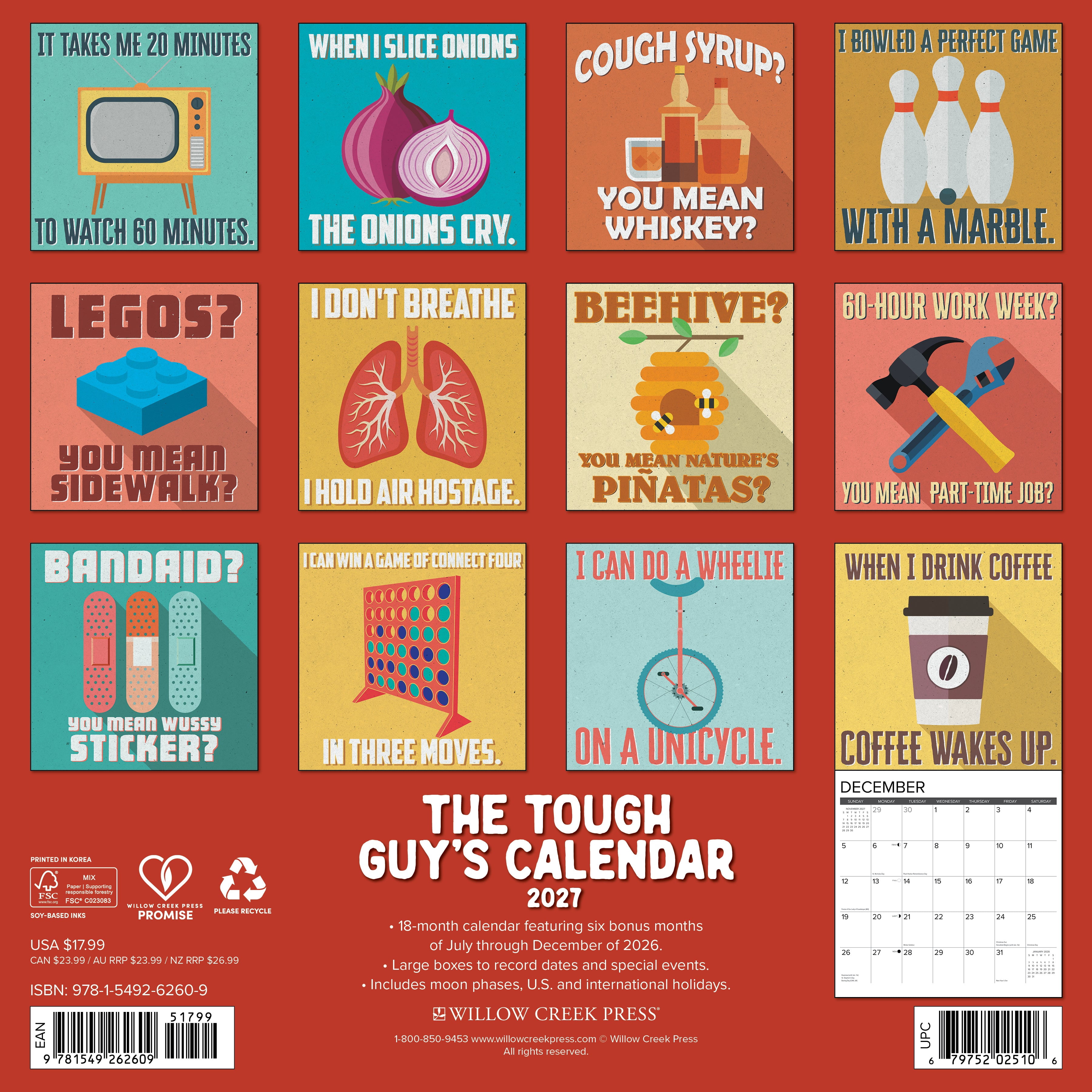 Willow Creek Press, The Tough Guy's Calendar 2027 Wall Calendar