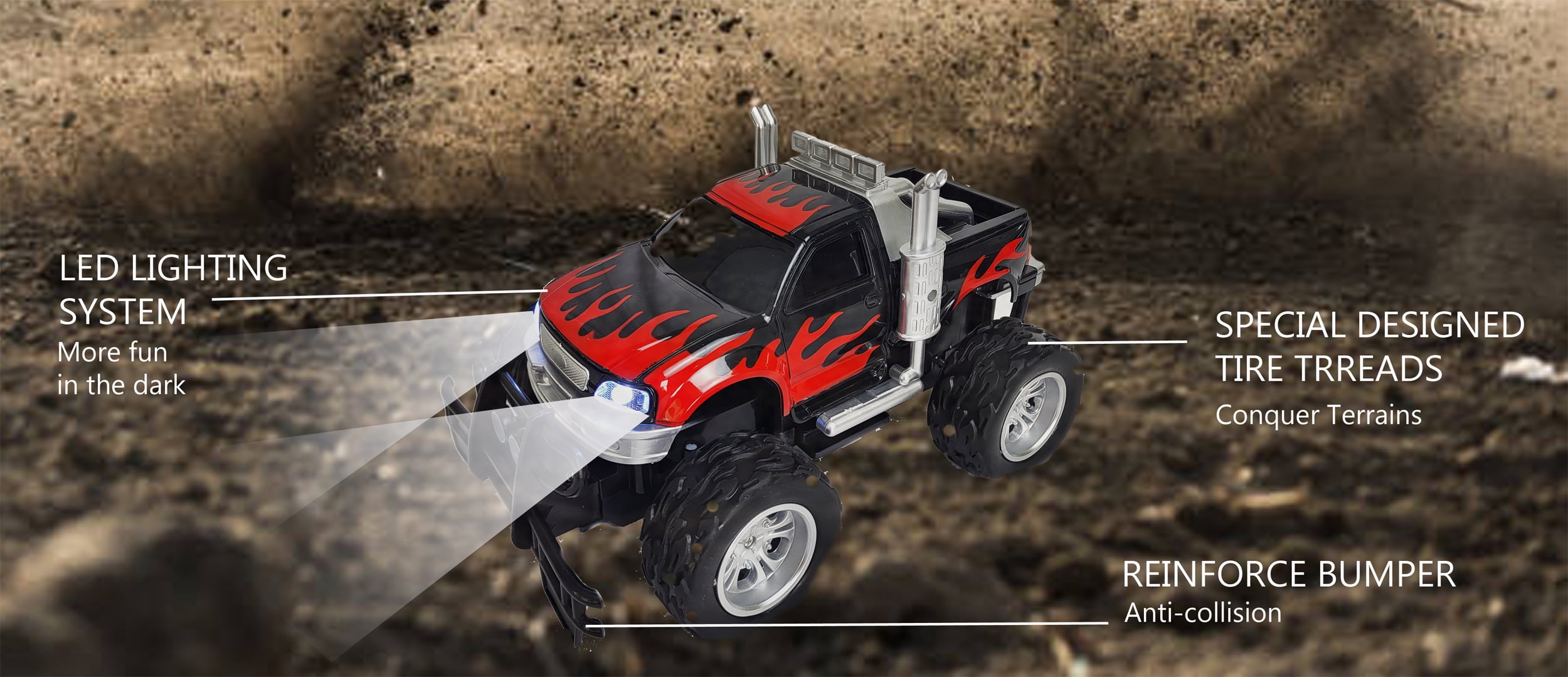 BLUE BLOCK Remote Control Full Function Extreme Flame Monster Truck