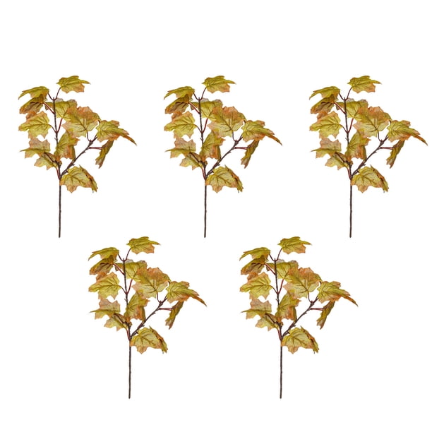 Decoraciones de Otoño para el Hogar 5 Piezas de Decoración de Otoño Ramas de Hoja de Arce de Seda Artificial Tallos de Otoño Hojas de Arce Artificiales Mesa de Ramo de Boda para la Decoración Del Hoga