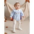 thumbnail image 6 of Miaouyo Infant Baby Girl Halloween Jumpsuit 0 3 6 12 18 24 Months Long Sleeve Doll Collar Ghost Embroidery Striped Romper, 6 of 9