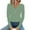 Green, variant on OSOLU Women Autumn/Winter Solid Color Jacquard Seamless V-Neck Three Button Long Sleeve T-Shirt Tshirts Tee Tops Cozy Dailywear
