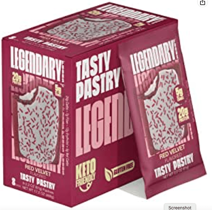 Legendary Foods Red Velvet Tasty Pastry 20 gr Protein Pastry Snack | Low Carb - Keto Breakfast | No Added Sugar | Balanced Keto Snacks to Go | 20g protein | Just Pop in the Microwave!