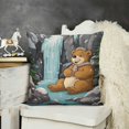 thumbnail image 2 of YINGXI Cartoon Bear in Hibernation, Art Wildlife Animal Sleeping Decorative Cushion Throw Pillow Covers Outdoor Sofa Couch Bed Car Decor Pillowcase 12x12in, 2 of 5