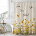 thumbnail image 6 of Home Sweet Home Bathroom Shower Curtains with Hooks, Watercolor Spring White Yellow Floral Butterfly Linen Texture Waterproof Fabric Washable Shower Curtain for Home Hotel Bathtub Decor 36x72 Inch, 6 of 8