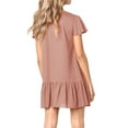 thumbnail image 2 of Womens Cute V Neck Short Sleeve Loose Fit Ruffle Mini Dress, 2 of 3