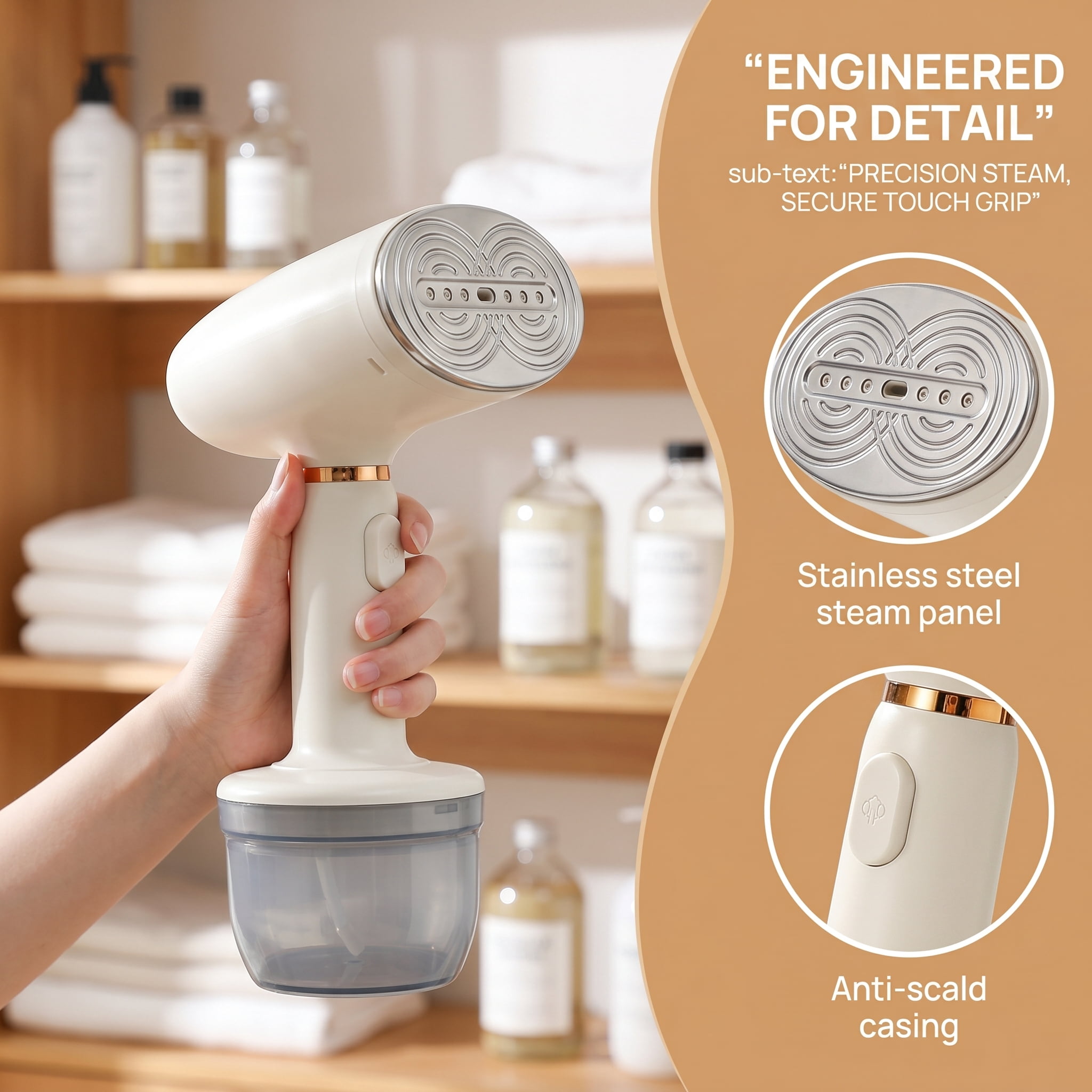 Handheld Steamer for Clothes with 2-Level Temperature Control, 1000W Portable Travel Garment Steamer & Mini Iron, 60-Min Continuous Steam for Home and Travel, Heat-Resistant Design