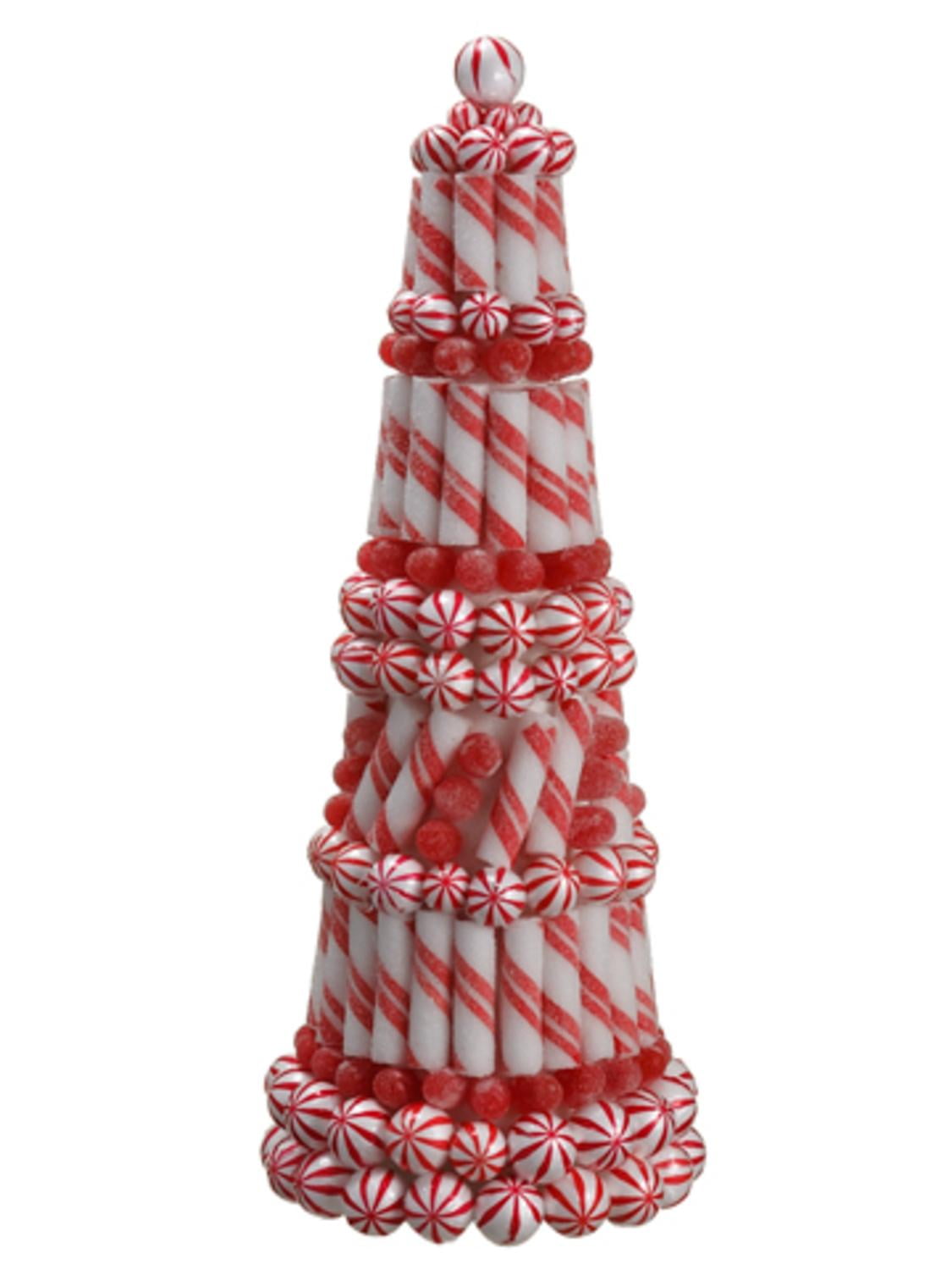 20" Peppermint Twist Sugared Gumdrop Table Top Christmas Cone Tree