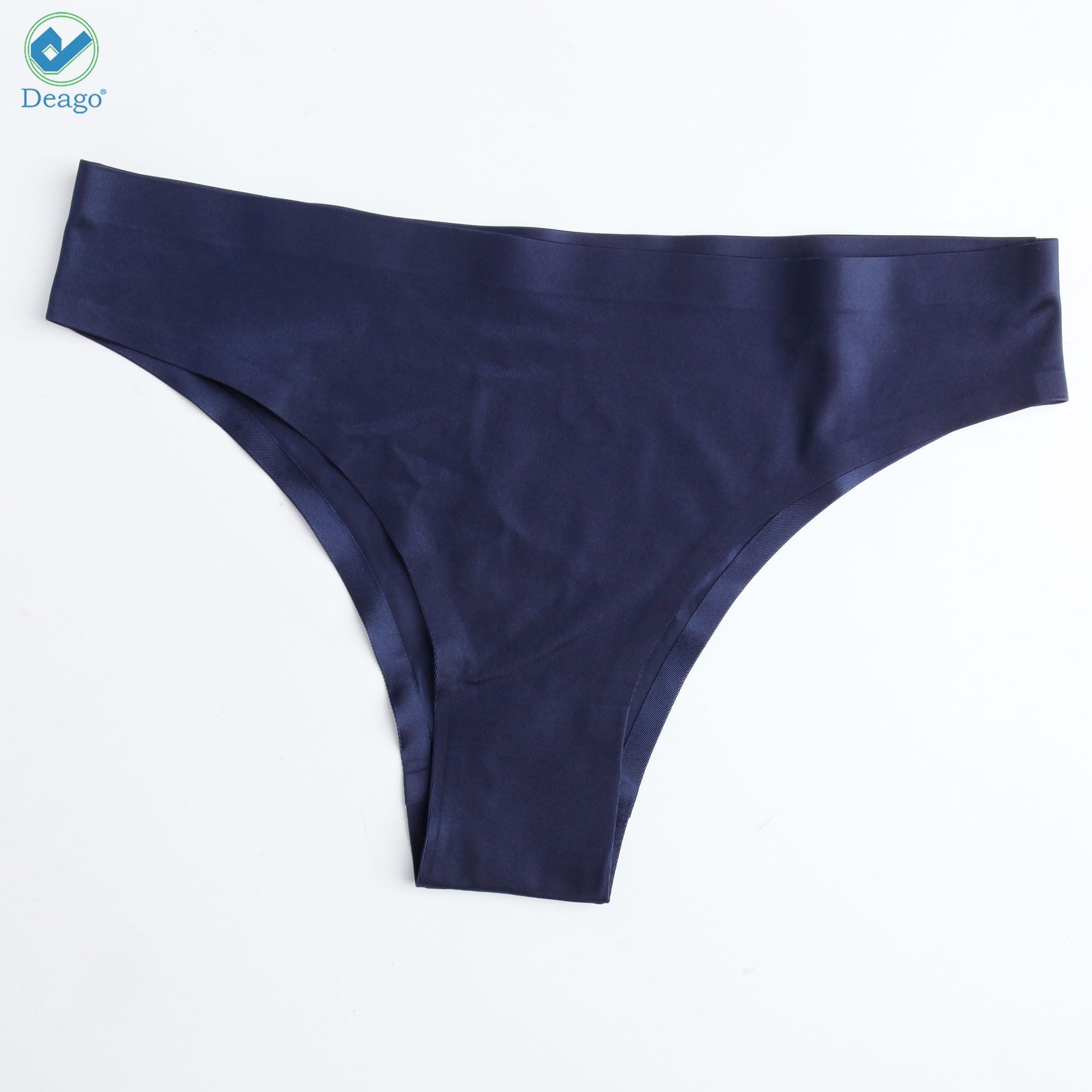 Deago Women Ice Silk G-string Briefs Panties Low Waist Seamless Sexy Thongs  Underwear Lingerie (Blue, L) 