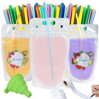 C CRYSTAL LEMON 100PCS Drink Pouches for Adults with Straw