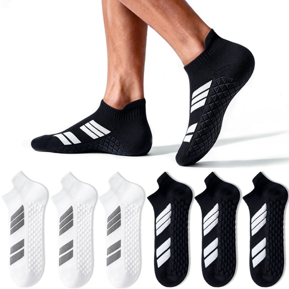 Mqamex No Show Socks for Men, Moisture Wicking Athletic Socks with Arch Support, 6 Pairs Sizes 6-13