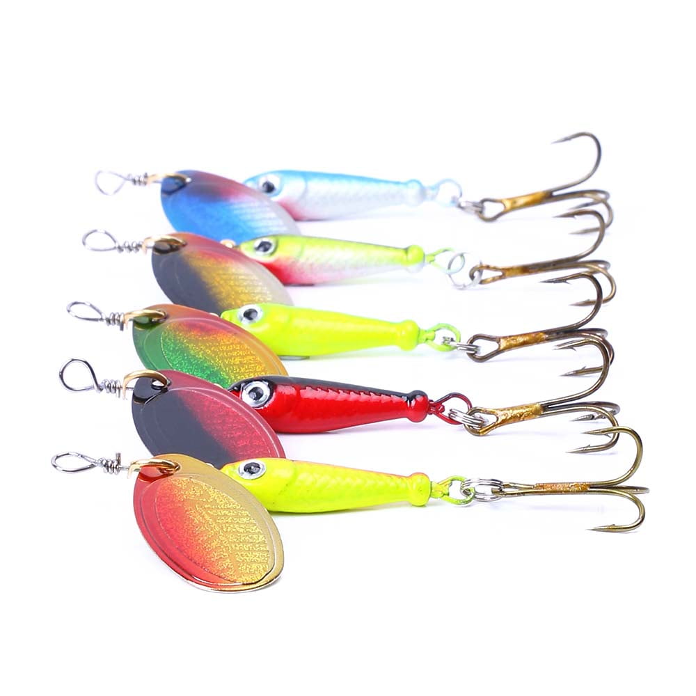 Fishing Lure Spinnerbaits, HENGJIA 10PCS Fishing Lures with Feathered Treble Hooks,Trout Bass Salmon Hard Metal Spinner Baits Kit Rooster Tail Fishing Lures Kits,1/3oz