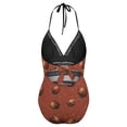 thumbnail image 4 of One Piece Swimsuit Women Tummy Control - V Neck Sesame Chocolate Print Halter Swim Suits for Women 2025, Padded Full Coverage Bathing Swim Suit for Women, 4 of 7
