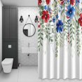 thumbnail image 4 of Patriotic Independence Day Shower Curtain for Bathroom Decor, Red Blue Flowers Waterproof Fabric Shower Curtain, 60"x72" Set with 12 Hooks, 4 of 9