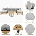 thumbnail image 2 of 7 Pieces Patio Furniture Set, Wicker Sectional Table and Chairs Sets, Patio Conversation Set with Sectional Chaise Longue, Coffee Table, Suitable for Porch Backyard Garden, Gray, 2 of 9