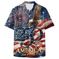 thumbnail image 4 of UngA 250th Anniversary Shirt, Men's 4th of July American Flag Patriotic T Shirts Short Sleeve Button Up USA Memorial Day Shirts Blue,XXL, 4 of 6