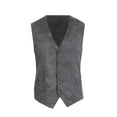 thumbnail image 3 of Dovford Men's Suede Leather Vest Vintage Cowboy Style Sleeveless Jacket Slim Fit Wedding Waistcoats, 3 of 6