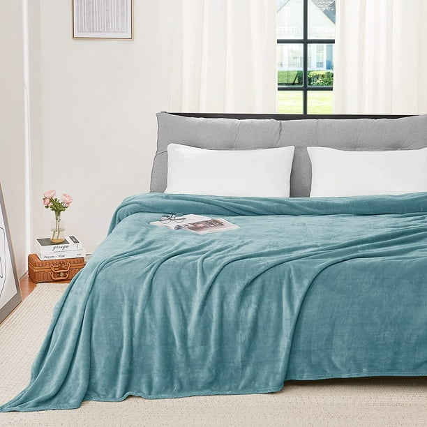Htooq Large Bed Blanket Super Soft And Cozy Big Throw Thermal All Season Fuzzy Microplush Blanket For Couch Bed Sofa Chair Stone Blue W90 X L108 In