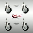 thumbnail image 2 of 4 Inch 316SS Black Polyurethane Wheel Swivel 10mm Threaded Stem Caster Set, 2 of 2