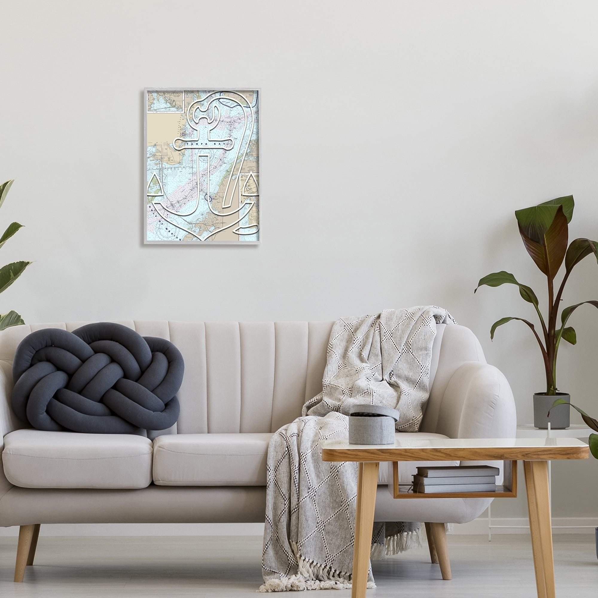 Stupell Industries Tampa Bay Florida Detailed Map Anchor Symbol , 16 x 20, Design by Lil' Rue