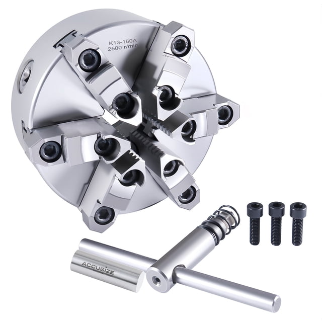 Accusize 6 Inch/160mm 6 Jaw Self Centering Scroll Lathe Chuck Plain Back, 0559-0206